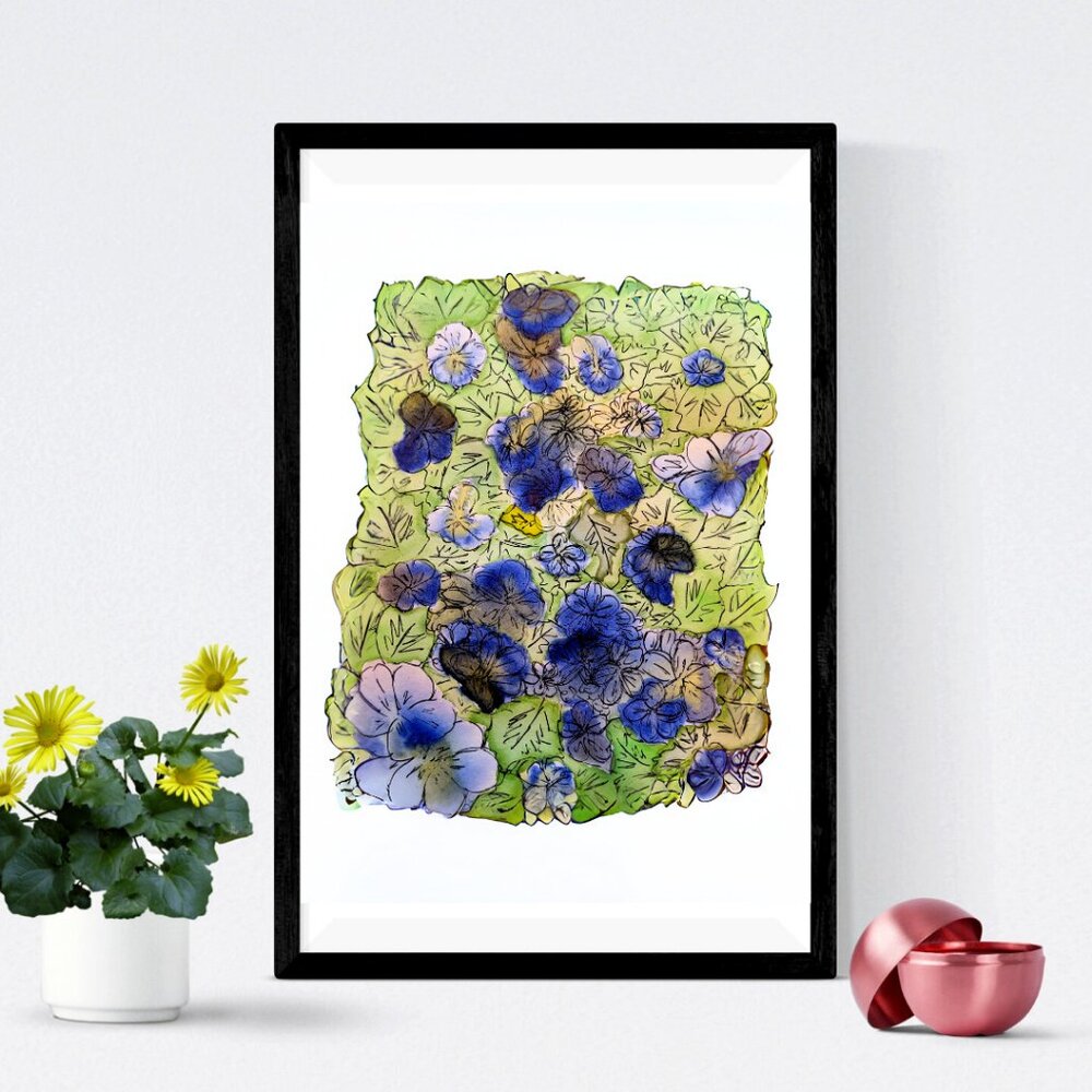 Wild Violets - Watercolor Painting 9"x12"